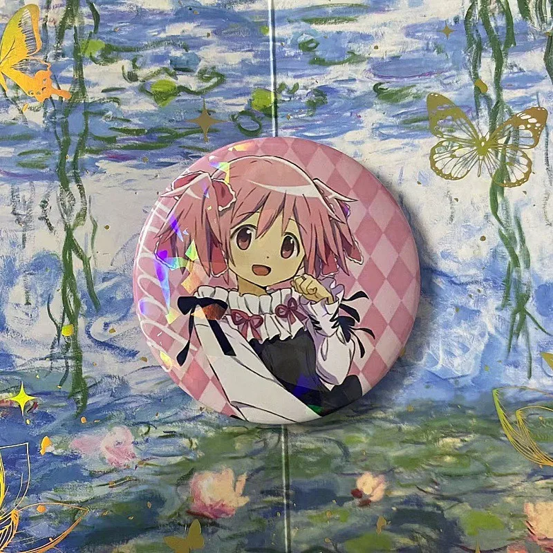 58mm novo anime puella magi madoka magica pinos broche figura homura miki sayaka broches cosplay crachá mochila jóias para meninas