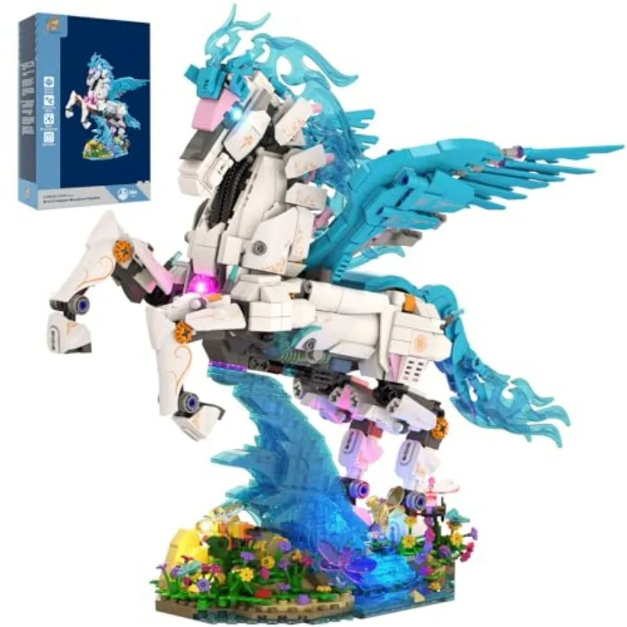 

Flying Horse Building Set with LED Light Greek Mythology Pegasus Collection 3D DIY Model Kits Toy Building Blocks Set for Adult