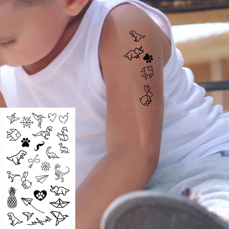 Tattoo Stickers Cartoon Dinosaur Rabbit Swan Snow Patterns Party Makeup Fake Tatto for Women Men Waterproof Temporary Body Art