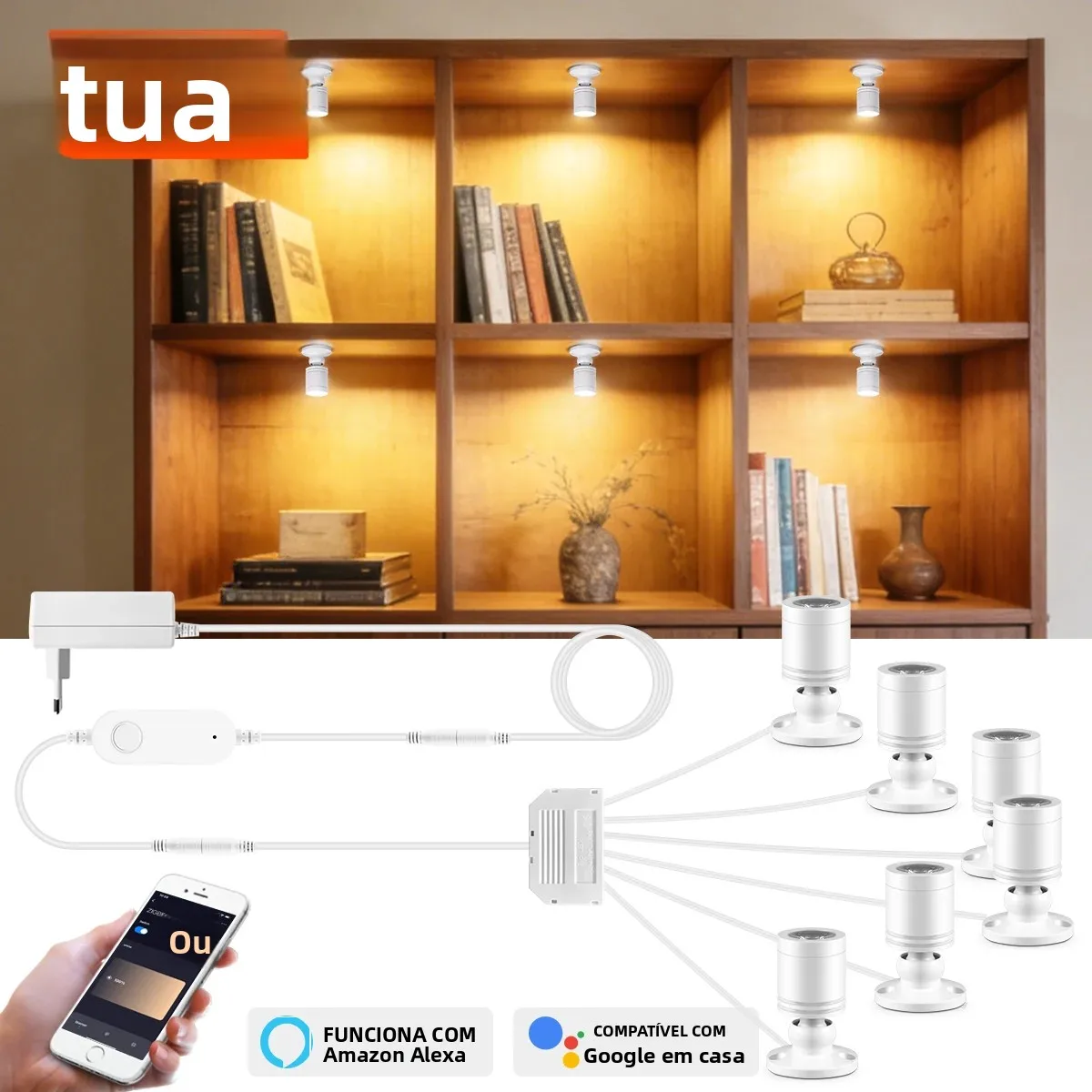 スマート-tuya-ミニ-led-スポットライト-1-6-個グループ照明サポート-alexa-google-home-app-音声コントロール-45-°-調整可能