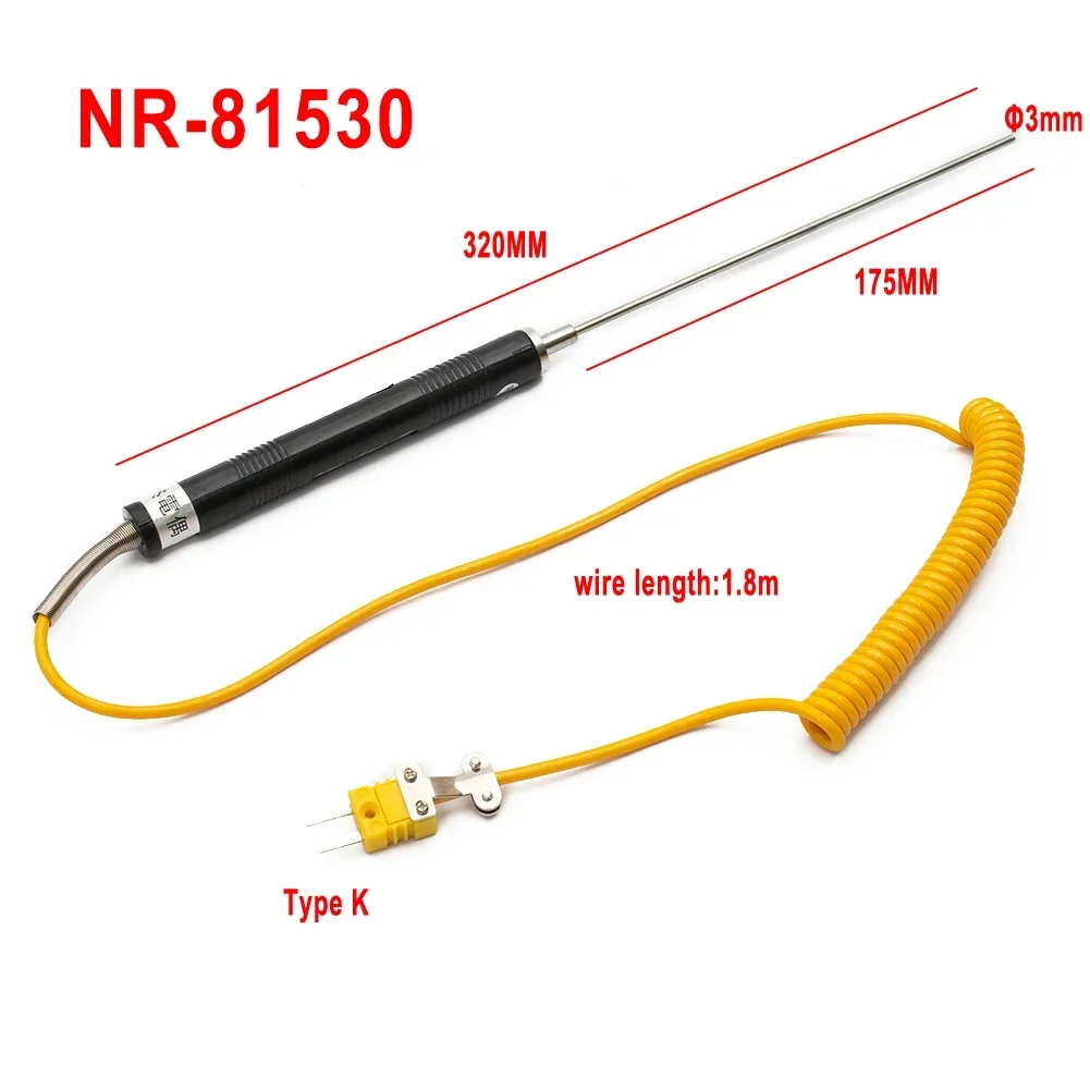 1pc K Type Thermocouple Temperature Probe Sensor 500°C For Thermometer NR-81533B / 81531B / 81532B / NR-81530 / NR-81539