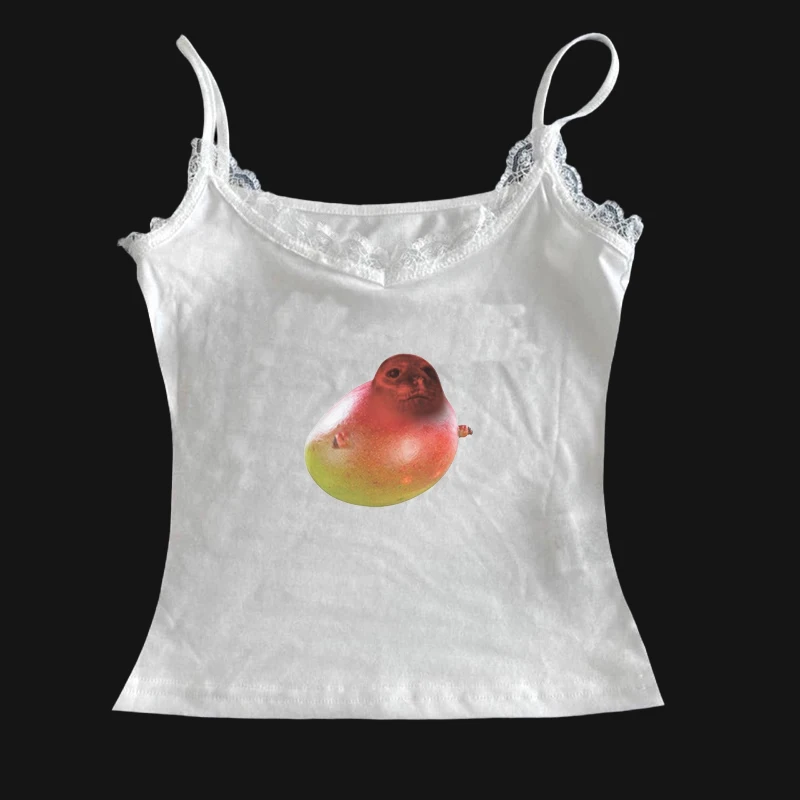 2025 Novo produto para primavera e verão y2k cruz estilo doméstico puro desejo pequena alça de renda picante menina sexy top