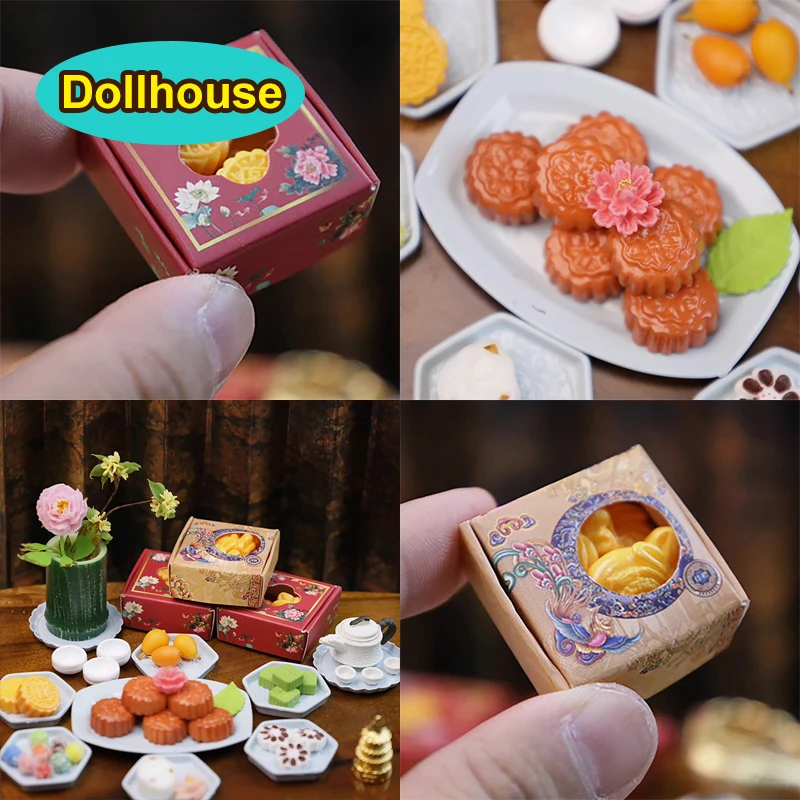 Miniatur Spielzeug Simulation Mond Kuchen Kunststoff Puppenhaus Essen Puppenhaus Miniatur Mondkuchen Spielhaus Essen Modell