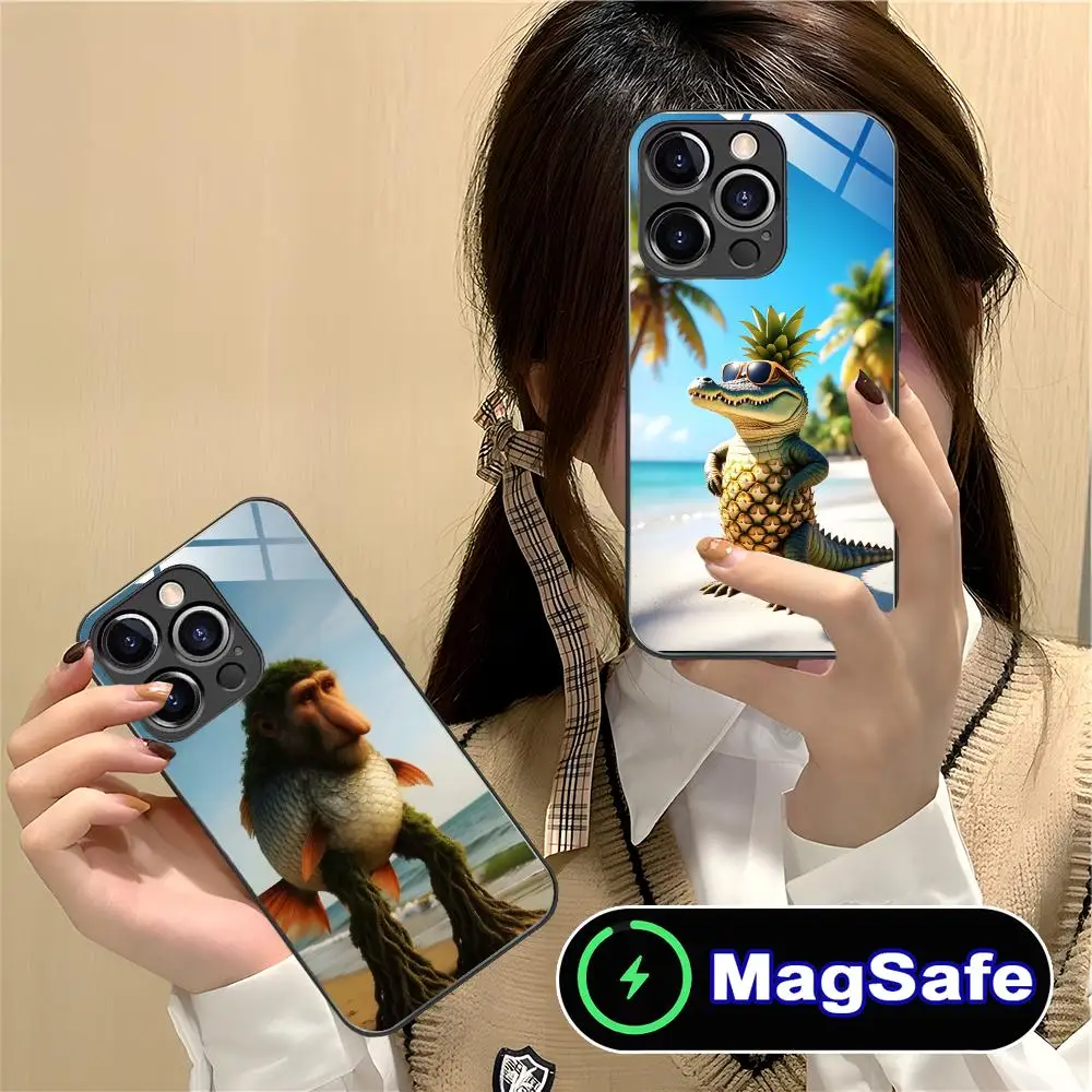 

Anime Italian Brainrot Phone Case for iPhone 16 15 14 13 12 11 Pro Max Plus Mini MagSafe Glass Colour Protective Pretty Cover