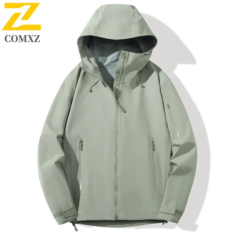 

COMXZ Fashion Mens Jacket Classics Solid Color Hood Adventure Lightweight Coat Fashion Street Style Wear Resistant Autumn Coat