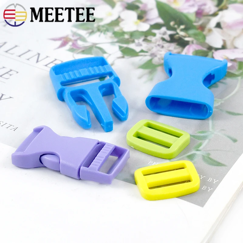 5/10set Meetee 15/20/25mm fibbia in plastica borsa cinturino chiusura a sgancio rapido Tri Glide Slider anello gancio fettuccia collare per cani