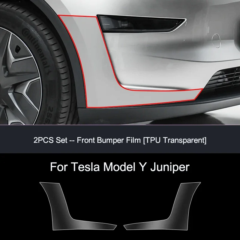 Car New Invisible Protective Film for Tesla Model Y Juniper Front Bumper Protective Film TPU Rear Bumper Transparent Film