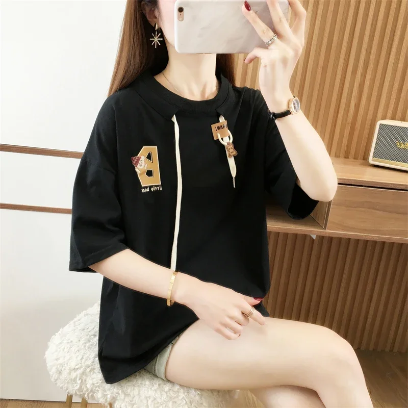 harajuku summer cotton loose Women's t shirt korean Style funny cartoon printed T-shirts Short Sleeve O-neck young girl y2k Tops