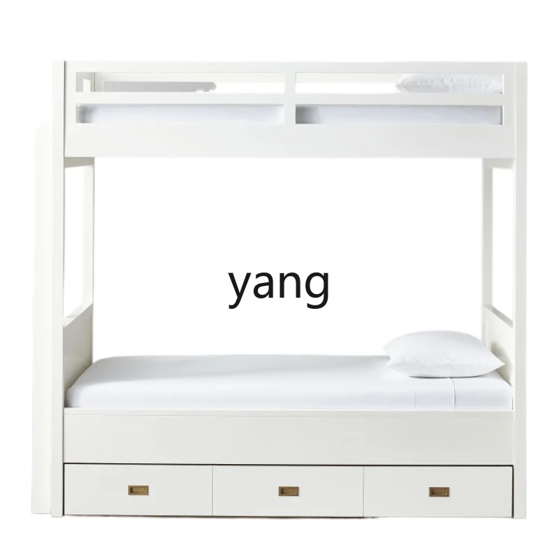 Yjq Upper and Lower Bunk Bunk Bed Simple Solid Wood Same Width Parallel Height-Adjustable Bed Multi-Functional Light Luxury