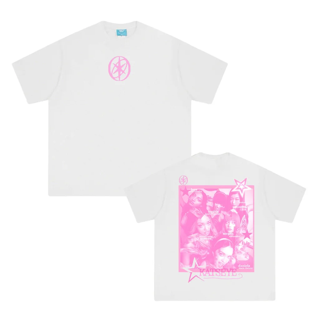 

Футболка K-pop Girl Group KATSEYE, летняя новая стильная футболка в корейском стиле, 100% хлопок, высококачественные топы с круглым вырезом, удобные Ropa De Mujer