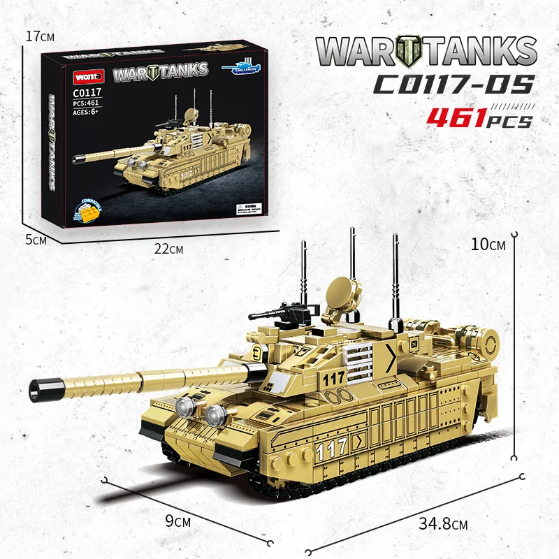 WOMA Creative Challenger 11 Main Battle Tank Building Block Weapon Model Assembly Building Block Toy DIY Boy and Girl Toys