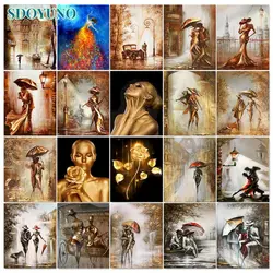 SDOYUNO Frame Couple DIY Painting By Number Kit Woman Figure Paint By Number Handpainted Acrylic Paints Gift Home Wall Decor