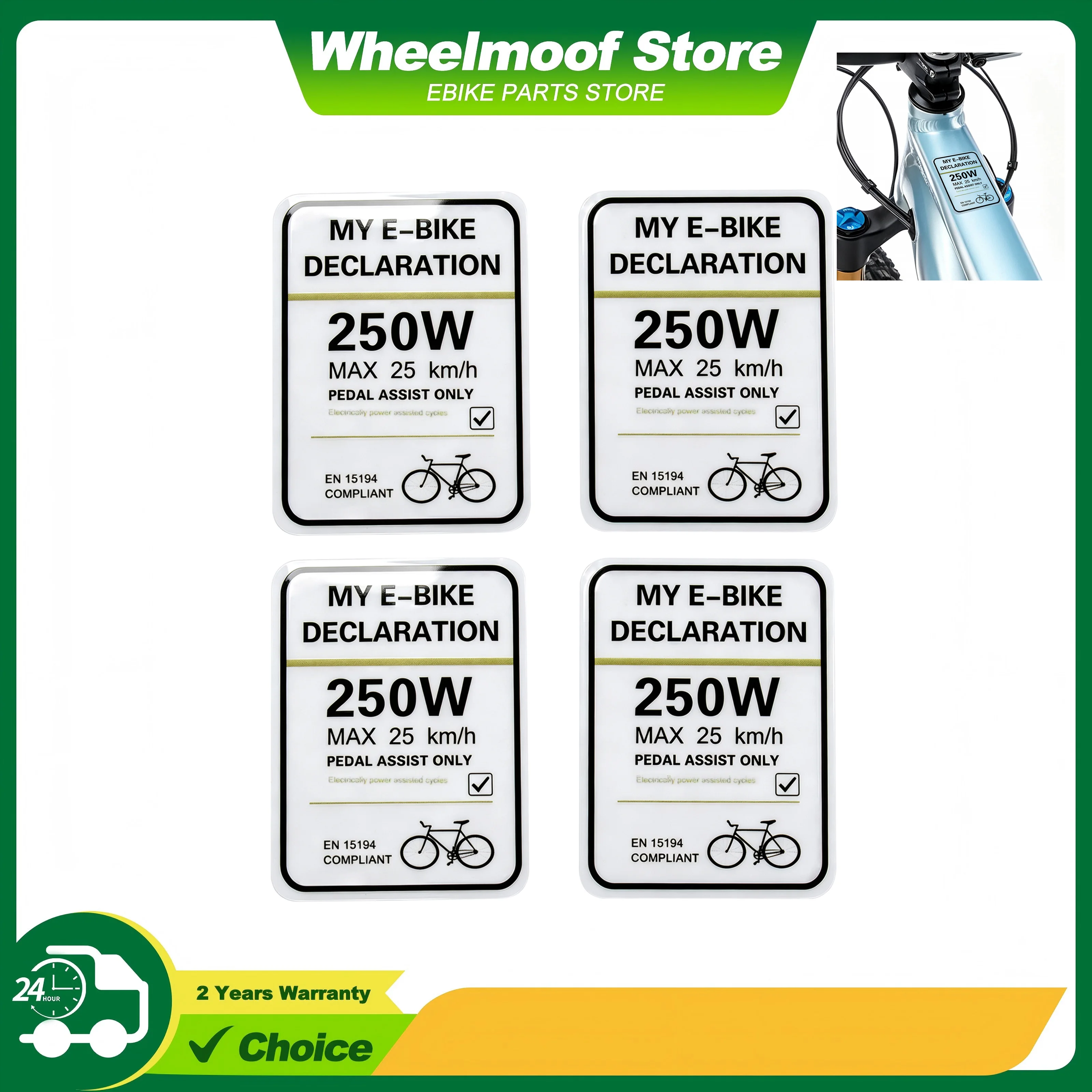 250W E-bike Specification Stickers,250W Electric Bike Label,PVC Transparent Material,Secure and Waterproof