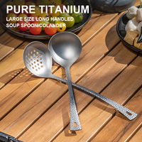 Pure Titanium Large Size Long Handled Soup Spoon/Colander, Ultra Light And Healthy, Outdoor Camping, Picnicking, Household,A1469