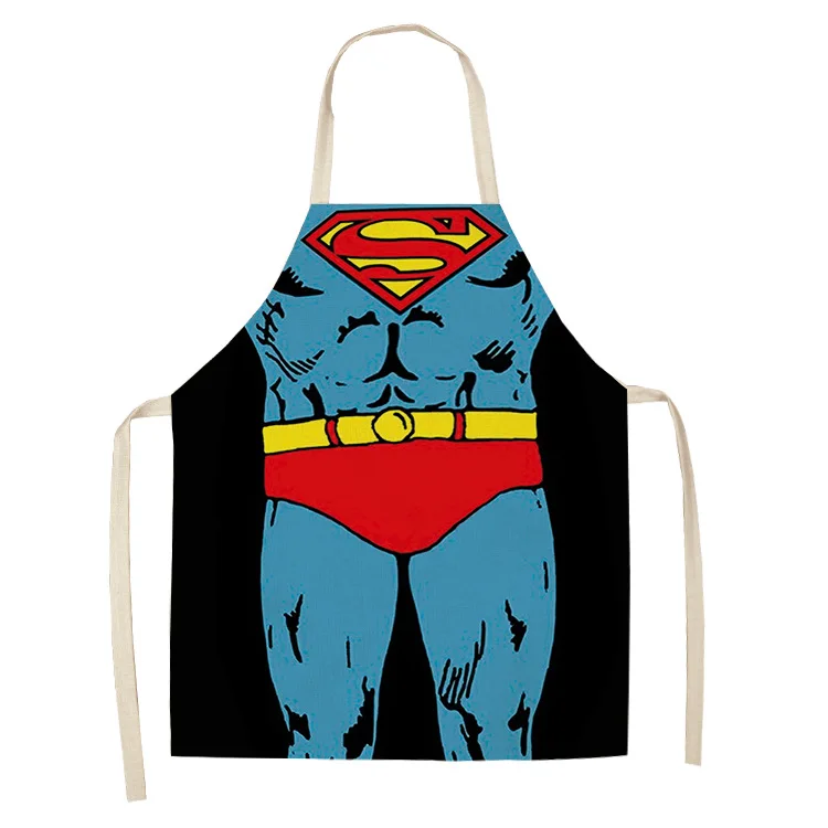 1 Pcs Sexy Female Superhero Printed Cotton Linen Apron Captain Waistline Adult kids Sleeveless Halter Apron Capitaine Amerique