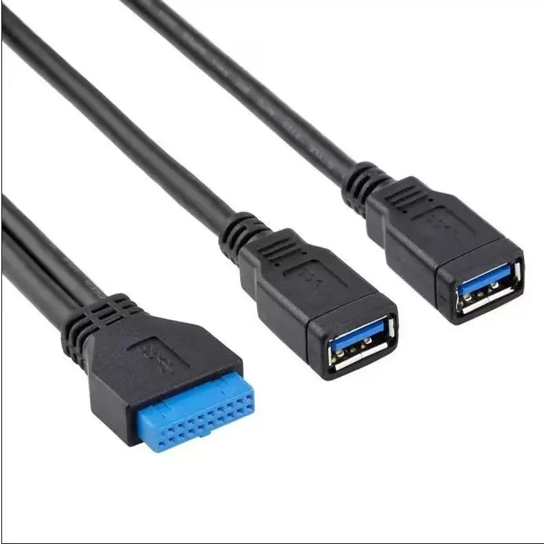 20 Pin Male&FemaleDual 2 Port USB 3.0 Type A Male to 20 Pin Motherboard Header Male Cable Cord Adapter USB Extension cable