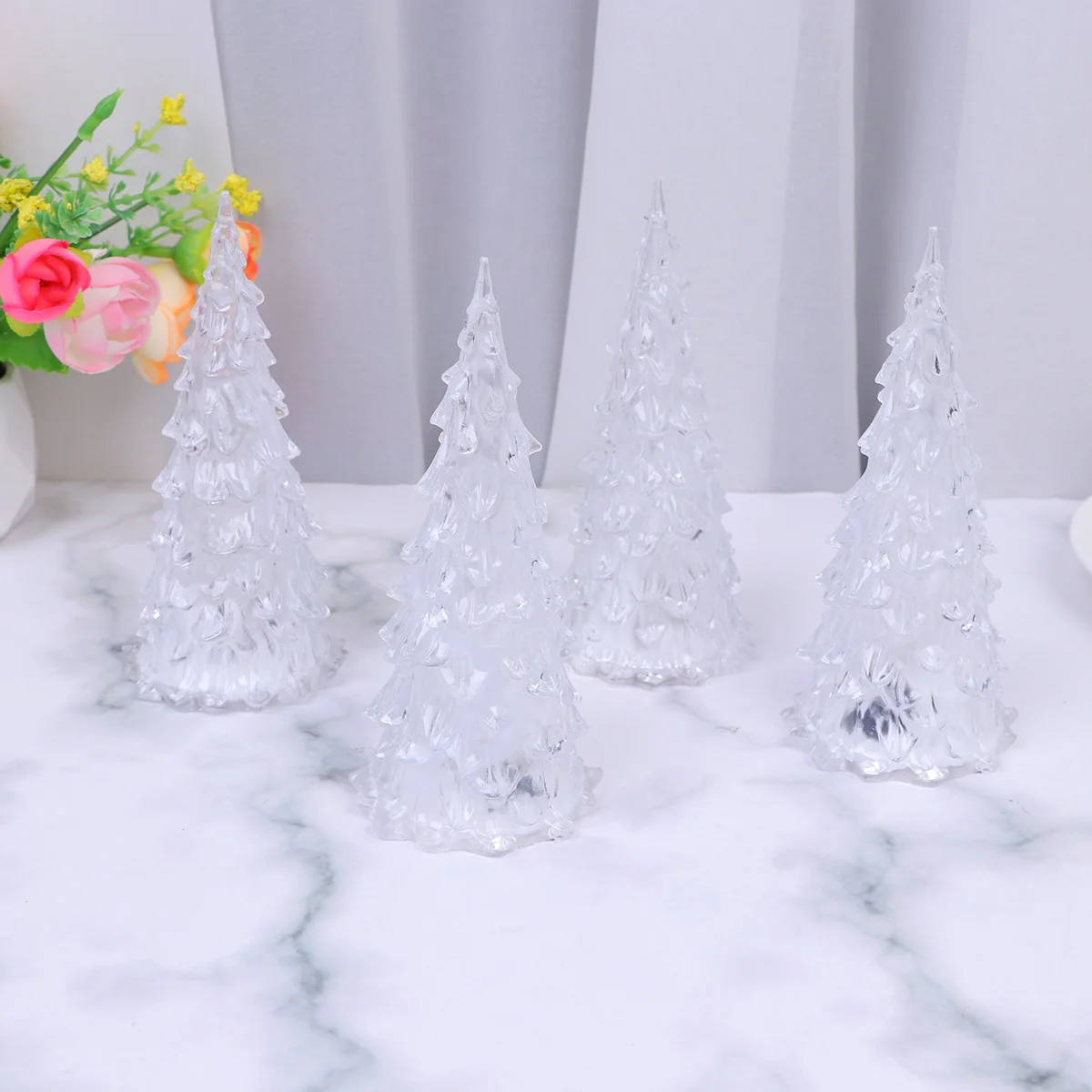 4 luci notturne per albero di Natale a LED, lampade decorative colorate per feste di Natale, atmosfera calda, decorazione per desktop per interni