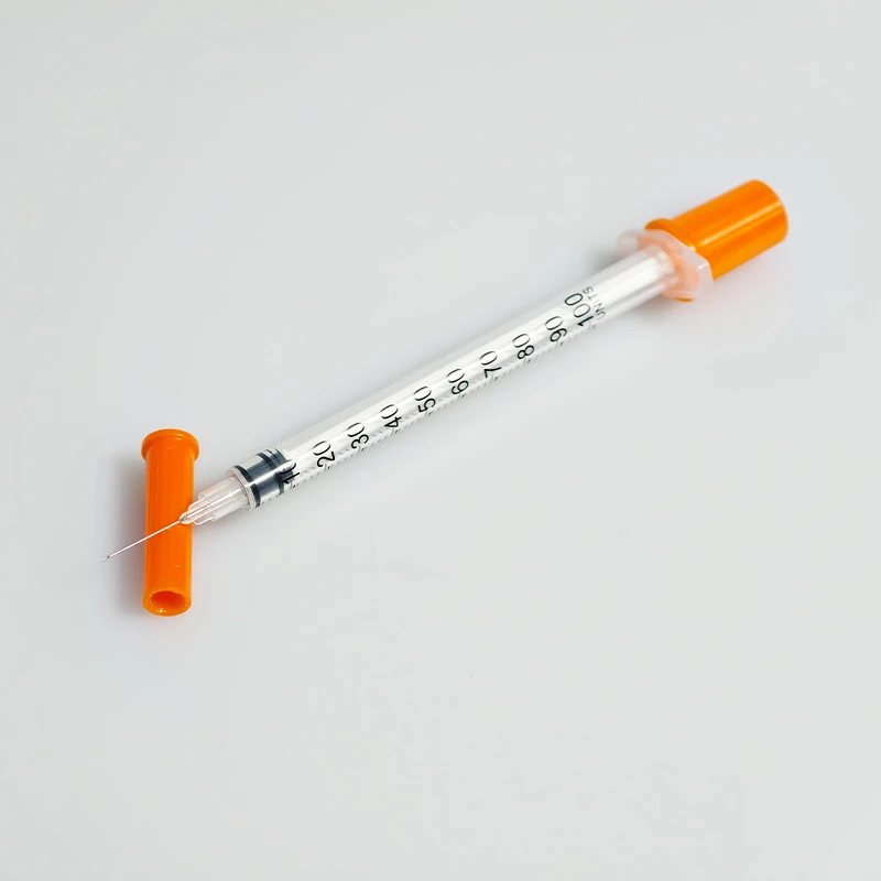 100 Stück 1ml/cc 30G 8mm sterile Einweg-Insulinspritzen in Orange mit 5/16-Zoll-Nadel, einzeln verpackt, zum Füttern von Haustieren – Detail 3