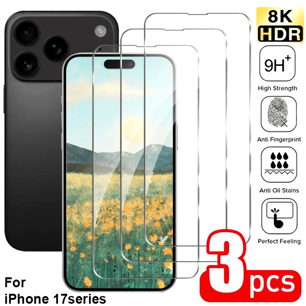 

3Pcs Ultra Clear Screen Protector for iPhone 17 16 15 14 Pro Max Air 16 15 14 Plus 13 12 11 Pro Mini Anti-Scratch Tempered Glass