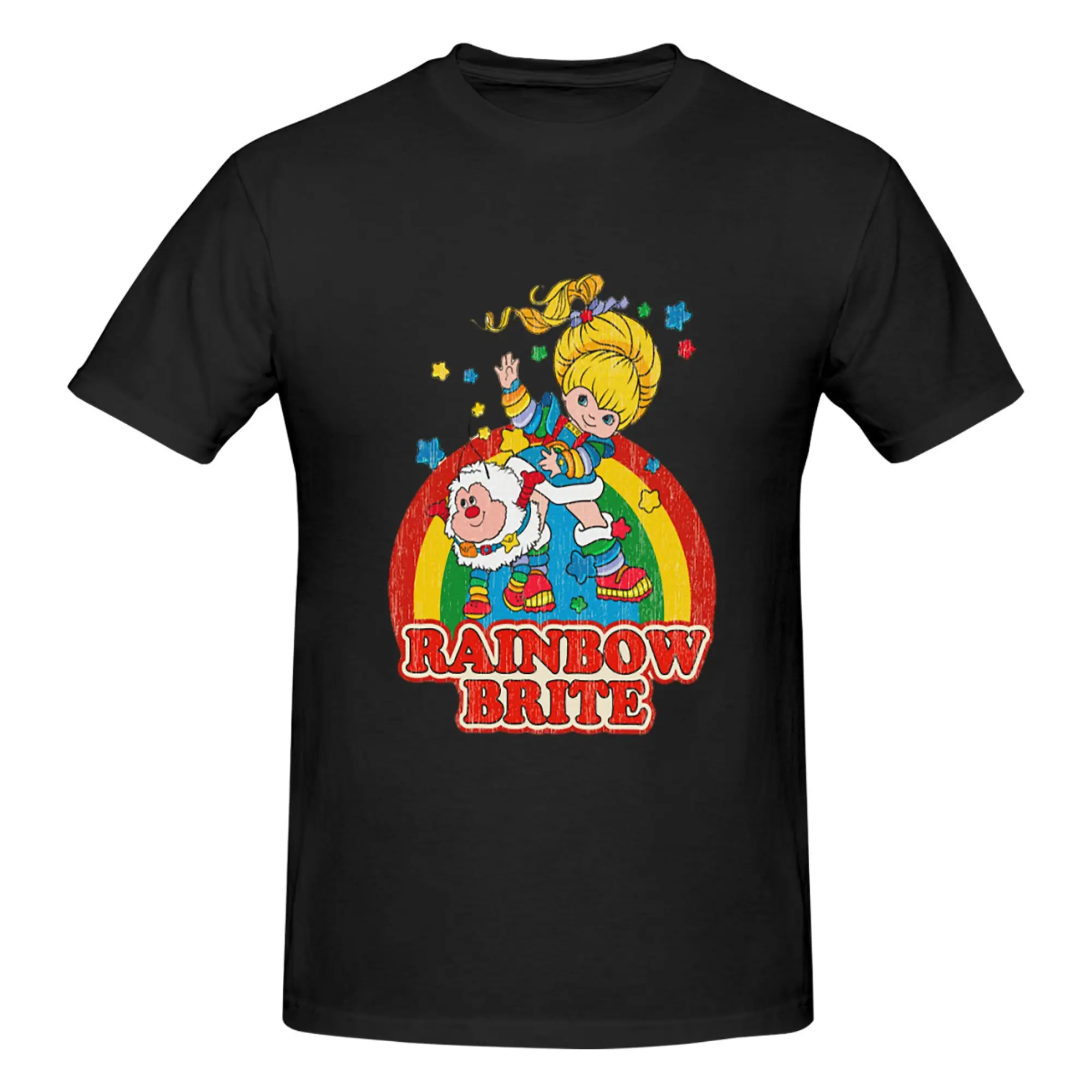 Rainbow Brite  Vintage Colorful Design Men T-Shirt Double Sided Oversized T Shirts Men's Crew Neck Cotton Tees Short Summer Male