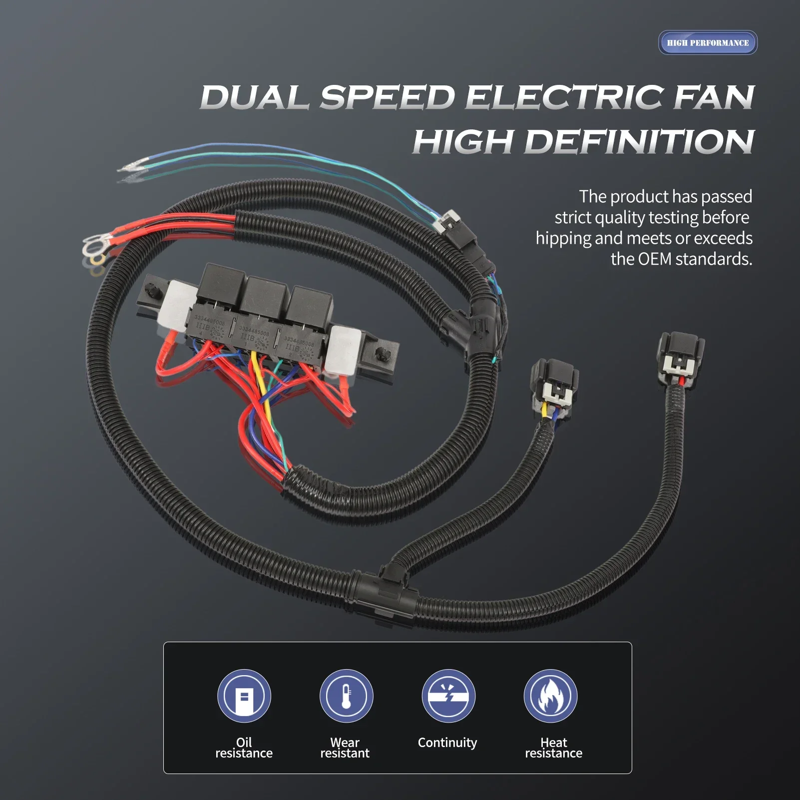 Dual Speed Electric Fan Control Wiring Harness Kit 674-00923 Compatible with Silverado Avalanche Suburban Tahoe Sierra Yukon