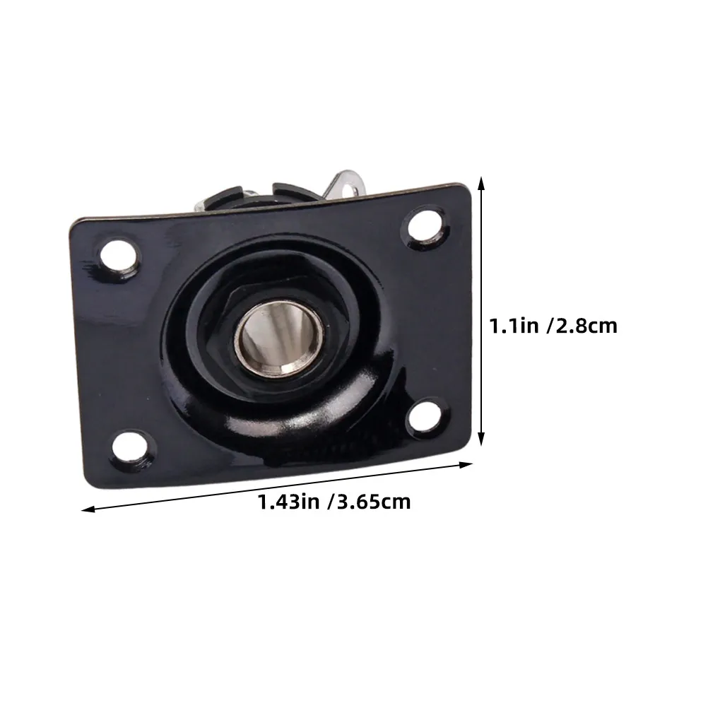 1Set Electric Guitar Output Jack Plate Black Rectangular Metal Input Jack Stable Signal Transmission Bass Guitar Parts