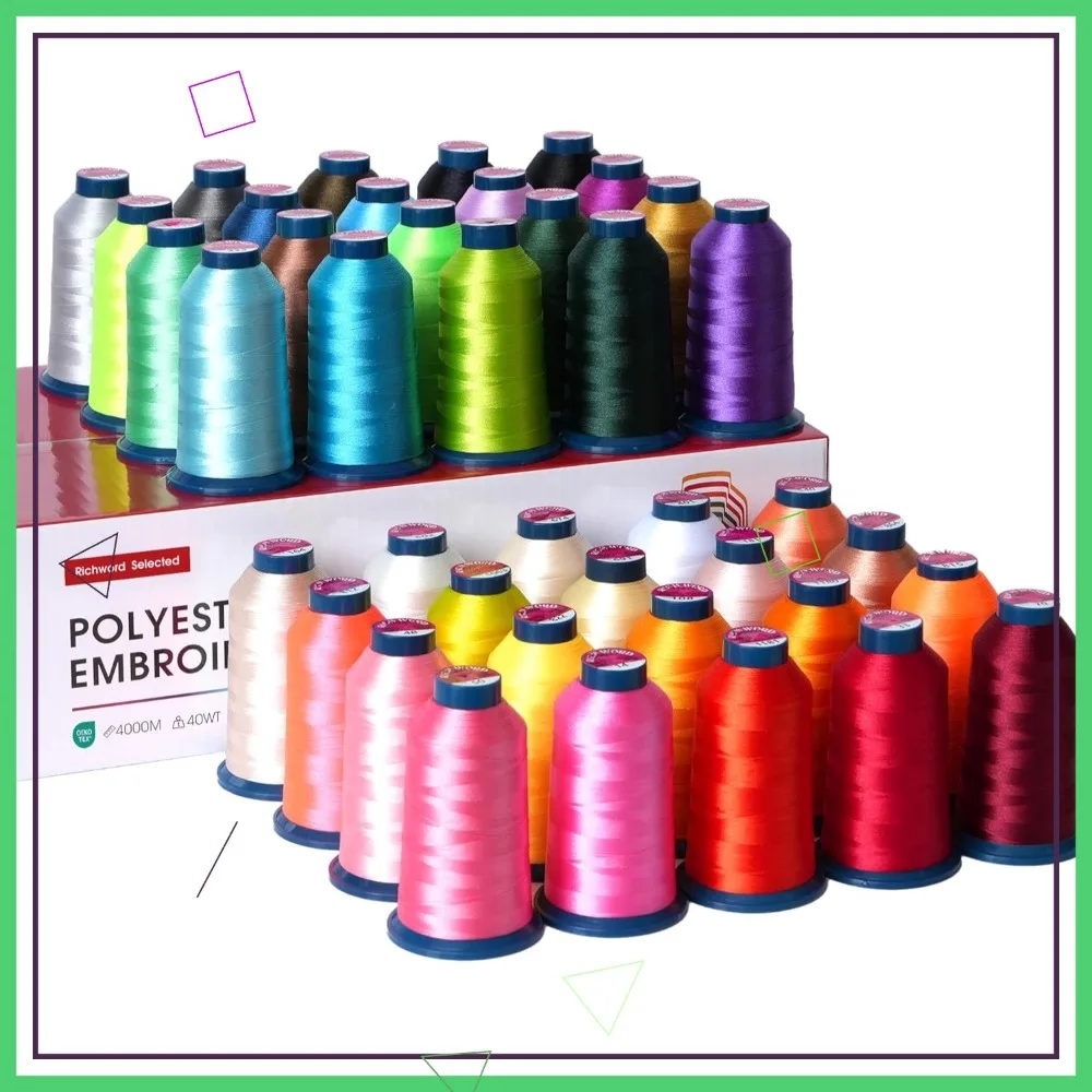 

Набор ниток для вышивания из полиэстера, 40 цветов, 4000 м на конус, для коммерческих проектов разных дизайнов