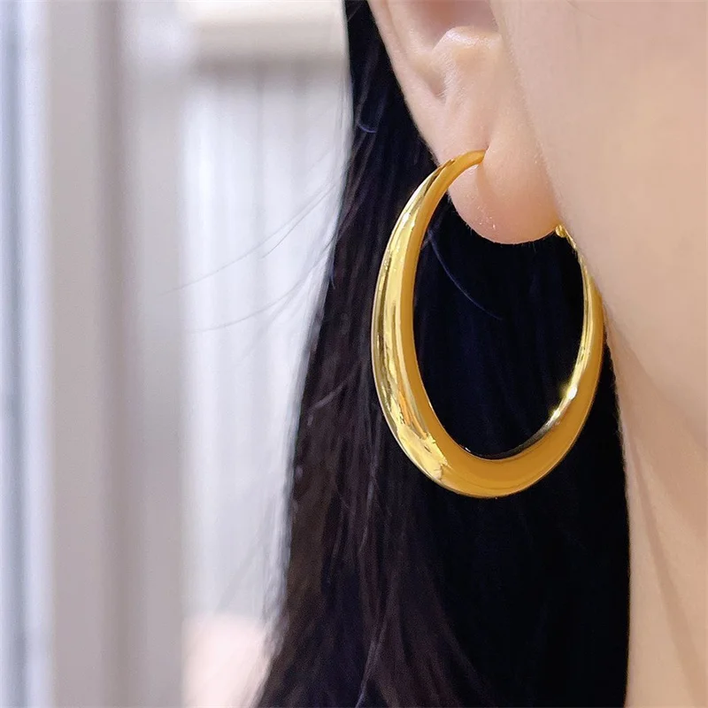 Somilia - Fashion Women\'s Hoop Earrings, New Collection 100% 925 Sterling Silver Jewelry 18K Golden серьги кольца For Women