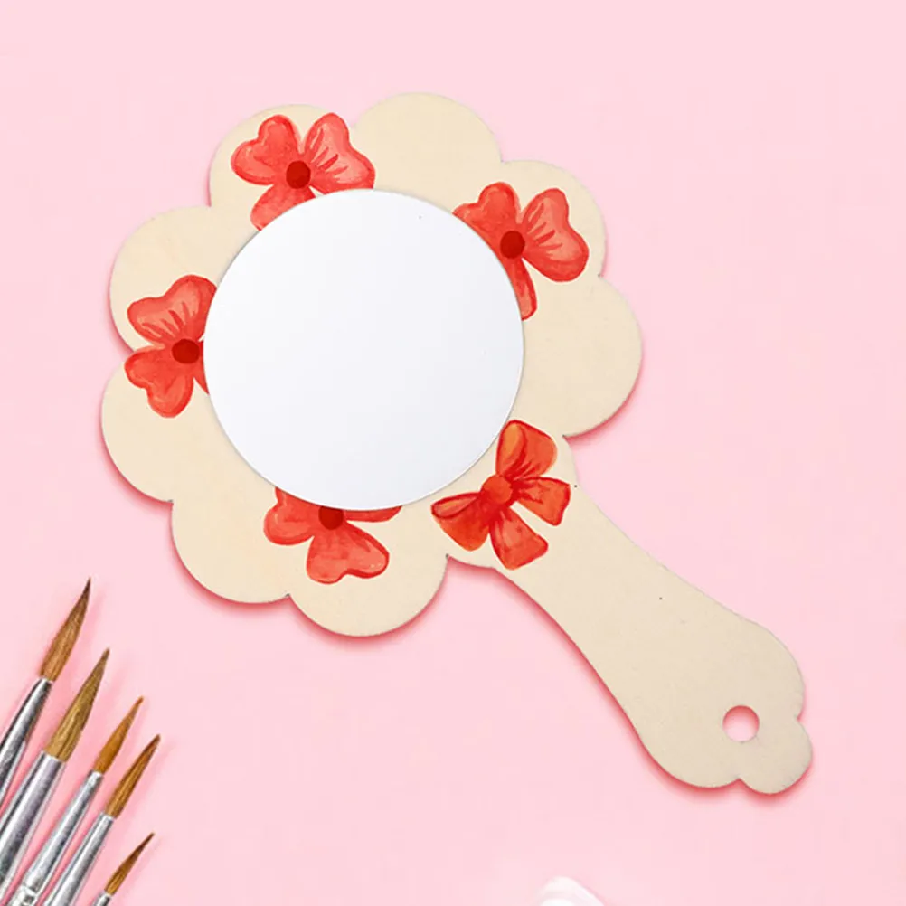 

18Pcs DIY Wooden Hand Mirror Unpainted Wood Craft Kit for Teens Fine Workmanship Cute Modeling Small Mirrors for Room Decor and