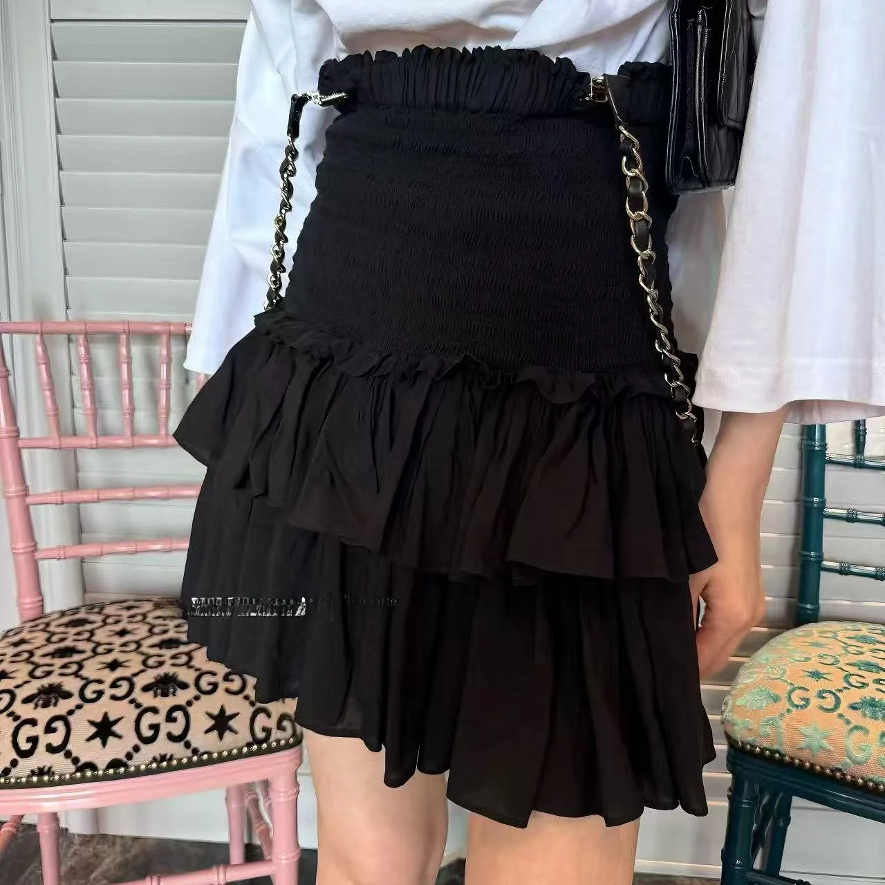 

Новая летняя женская пышная юбка-трапеция с высокой талией и кружевной отделкой для повседневной носки