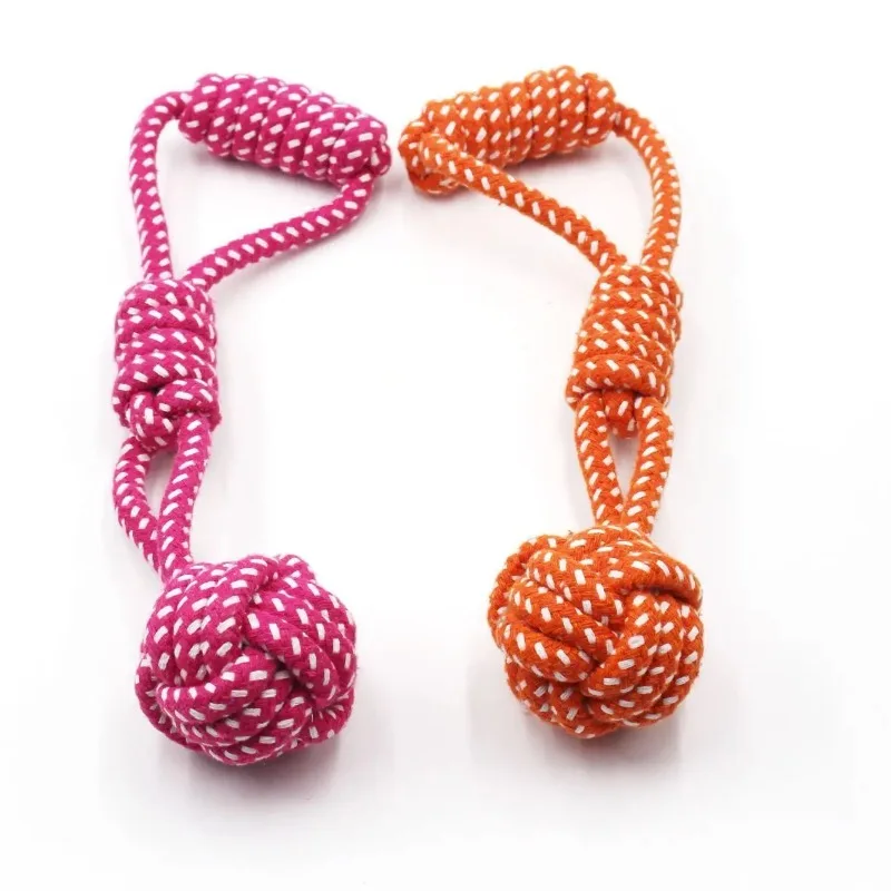 1pc Durable Dog Rope Toy with Ball - All-Breed Chew and Tug Plaything Random Color Selection