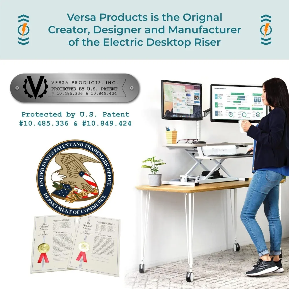 48 Inch Electric Height Adjustable Ergonomic Desk Converter, PowerPro Height Standing Desk Riser, Keyboard Tray