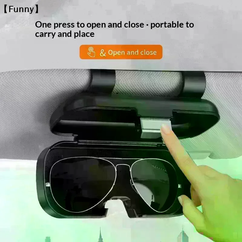 Press Switch Car Glasses Box Sun Visor Glasses Holder Internal Soft Fabric Scratch Resistant Shock-proof Eyeglasses Storage Case
