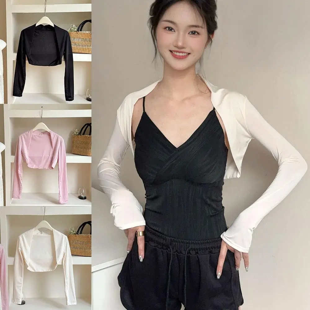 

Ice Sleeves Ladies Top Plain Shrug Shawl Style Cropped Cape Arm Cover Elegant Long Sleeve Holiday Soft Sport Arm Sleeves