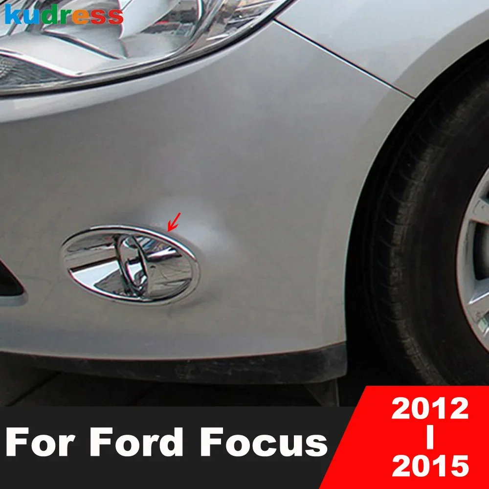 

Стайлинг автомобиля, передняя противотуманная фара, накладка на фару для Ford Focus 3 2012 2013 2014 2015, хромированная накладка на противотуманные фары, наклейка, 2 шт.