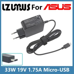 33W 19V 1.75A Micro-USB Laptop Charger for Asus EeeBook Flip C100/P/PA C201 C201P ADP-33AW Eeebook X205 X205T Small Square Tip