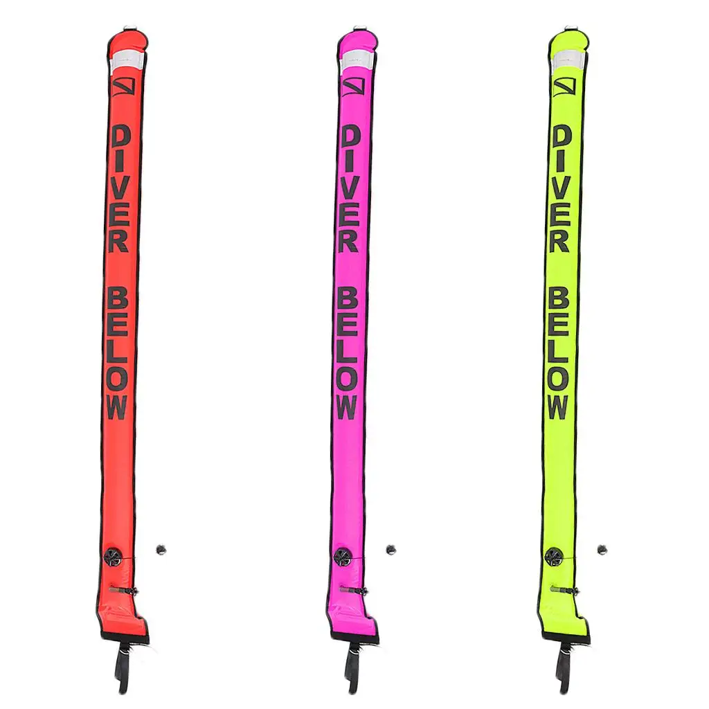 High Visibility Scuba Safety Float Weighted Nylon Surface Marker Buoy Signal Tube for Diving Snorkeling