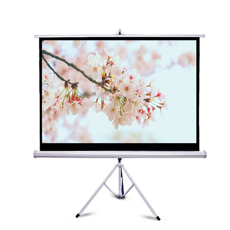 202670-150 Inch Matt White Floor Foldable Stand Tripod Office Matte White Fabric Portable Tripod Projection Screenpromote sales