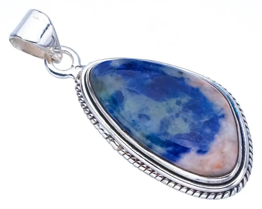 

Hesy® Natural Sodalite Handmade 925 Sterling Silver Pendant 1.5" F3603