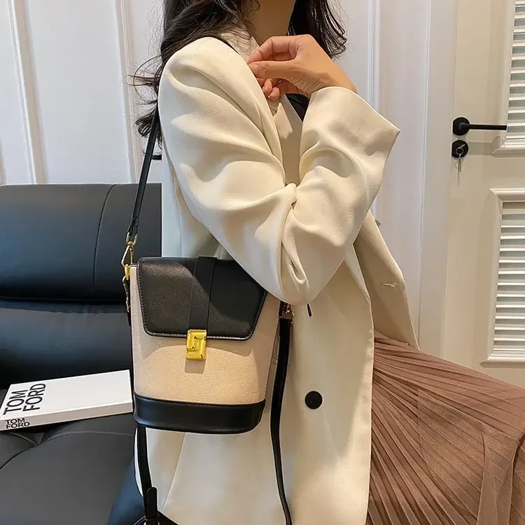 

2025 Artisan Crafted Patchwork Bucket Bag - Vegan Leather Adjustable Crossbody Women's Versatile Bag