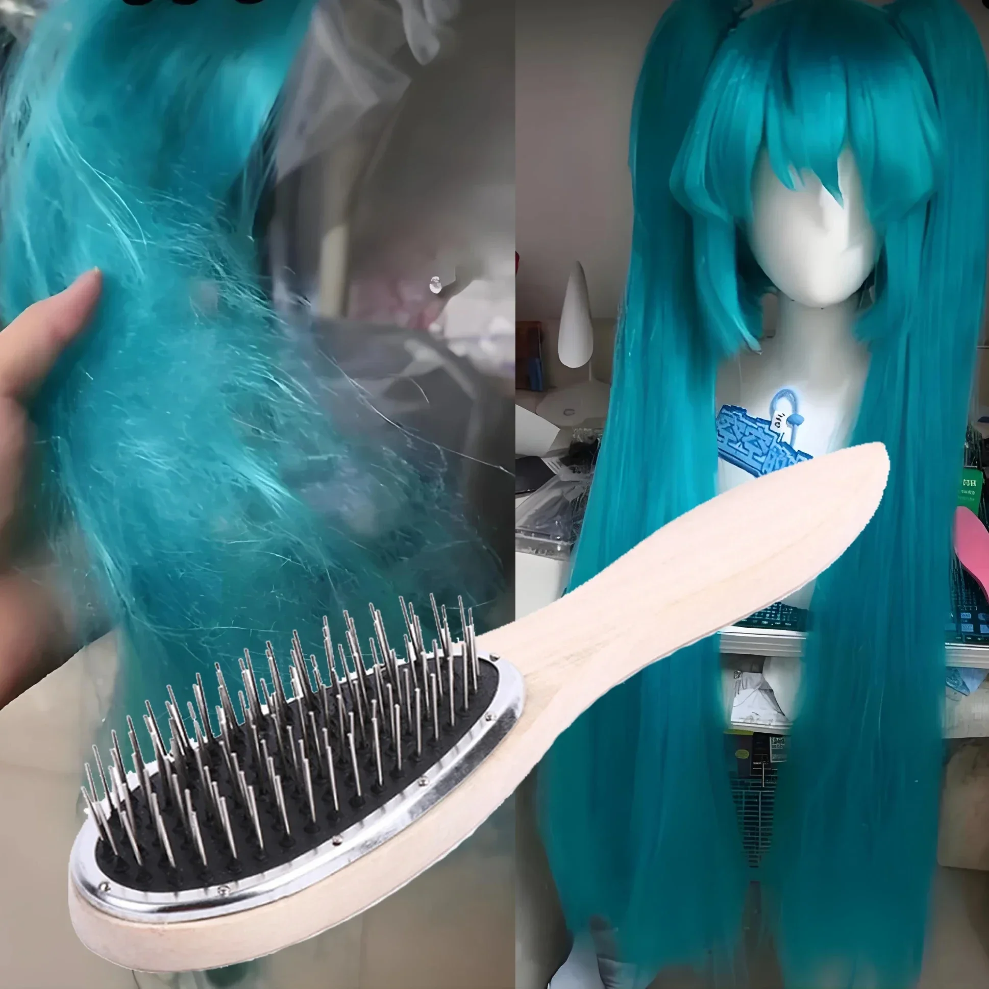 Professional Detangling Steel Comb - Anti-Static Wig Brush for Hair Extensions Styling Training Tool view 2