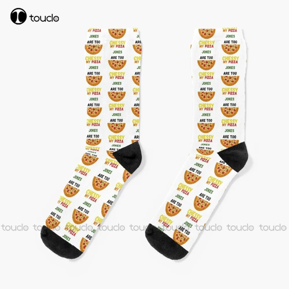 My Pizza Jokes Are Too Cheesy Active Socks Womans Socks 360° Digital Print Comfortable Girls Sports Christmas Gift New Popular