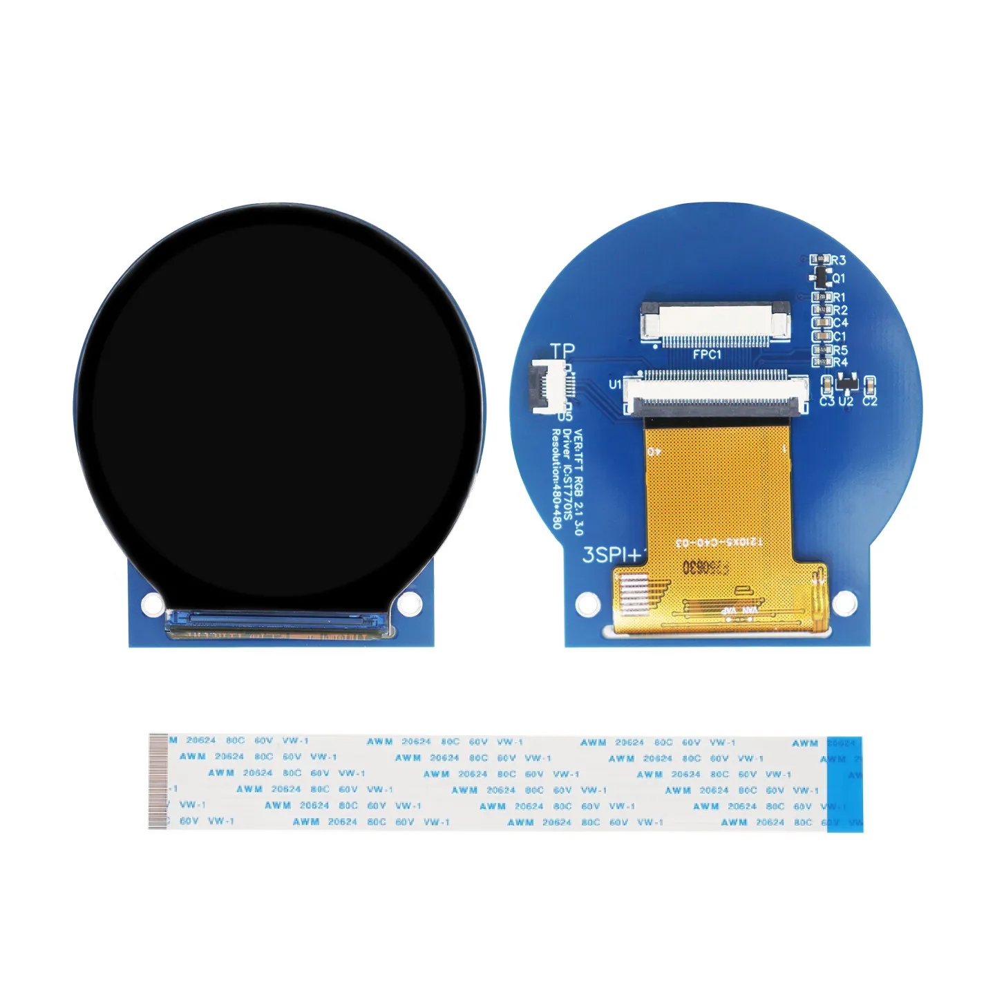 21インチ丸型tft-lcdディスプレイ-480x480-st7701-rgbインターフェース円形カラースクリーンモジュール-スマートウォッチdiy用