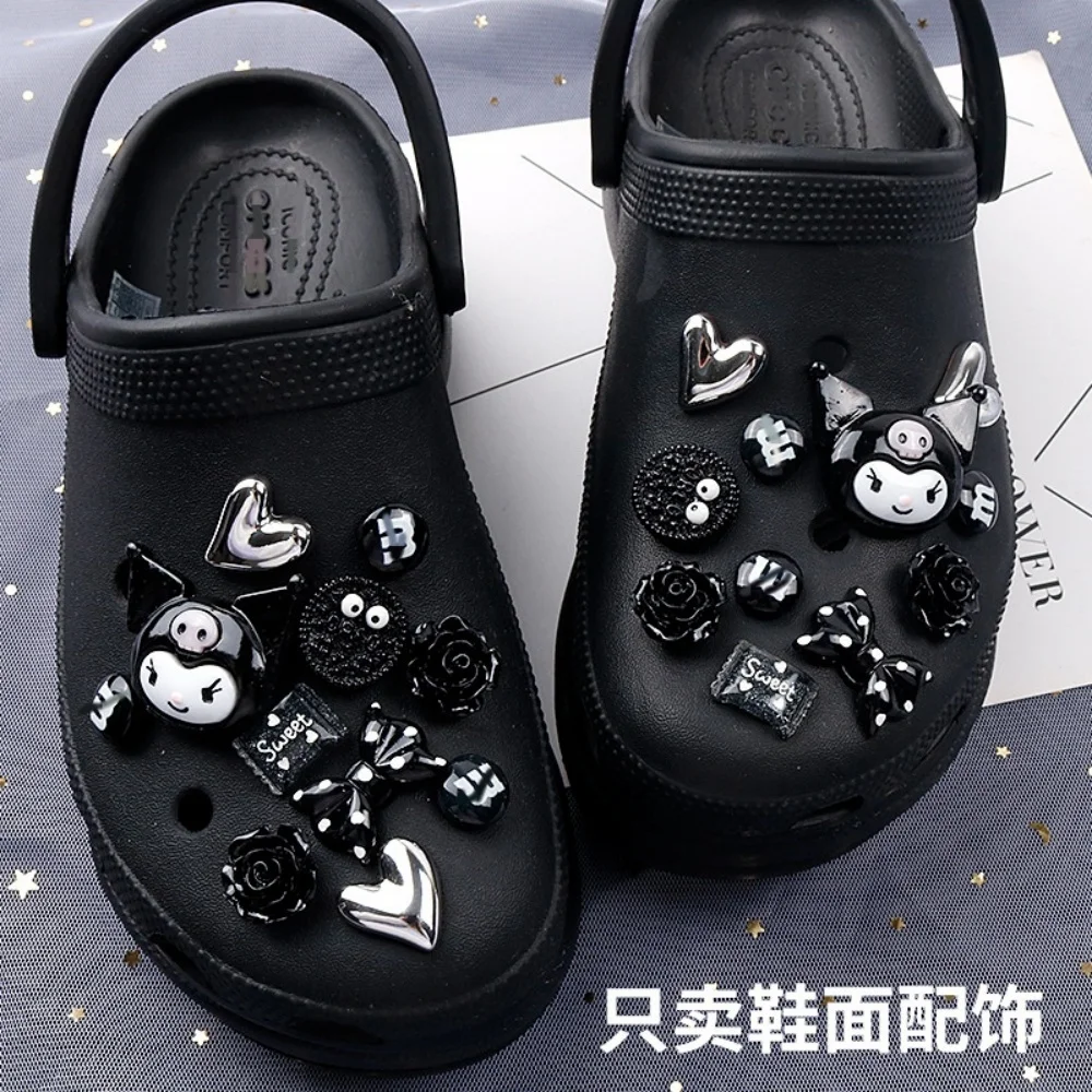 

MINISO Versatile Black Kuromi PVC Charm Shoes Accessories Garden Shoes Clogs Sandals DIY Decoration Birthday Party Gifts