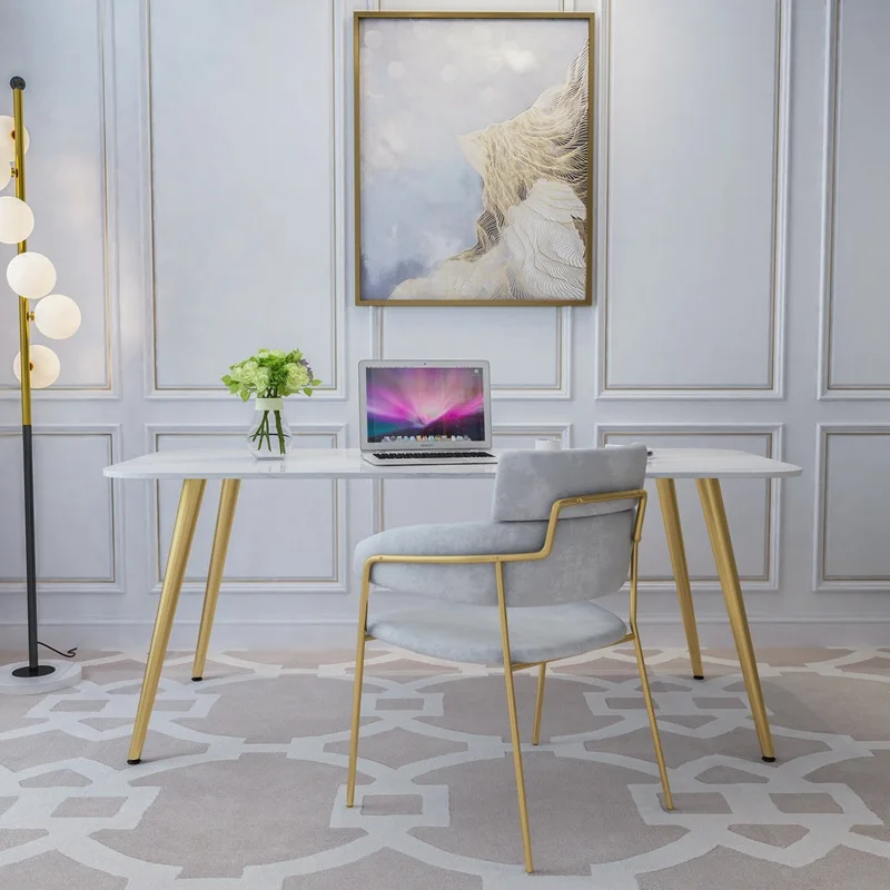 Nordic Simple Student Study Desk and Chair Studio Staff Office Computer Desk,Slate Marble Computer