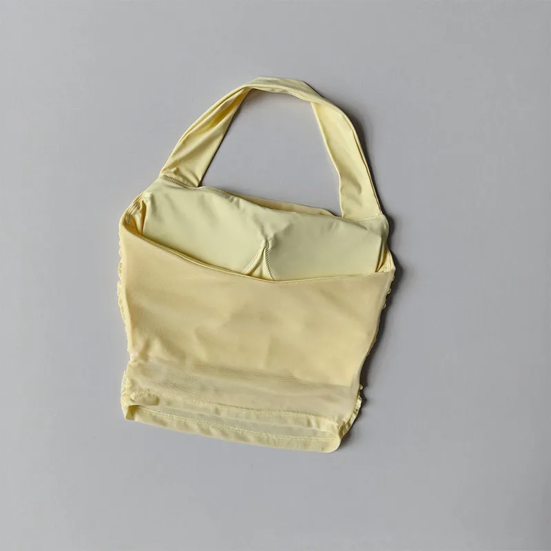Sommerliche Sportunterwäsche für Damen, Netzstoff, schöner Rückenausschnitt, Yoga-Set, Weste, feste Brustpolster, Sportunterwäsche mit Halsband, Pilates-Fitness-BH – Detail 11