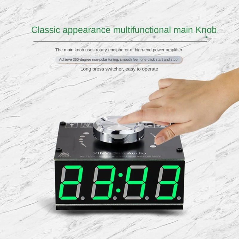 

XY-W50H HIFI Level 50Wx2 Stereo Bluetooth Digital Amplifier Module With WIFI Timing Clock BT5.0 Audio Module DC8-24V Accessories