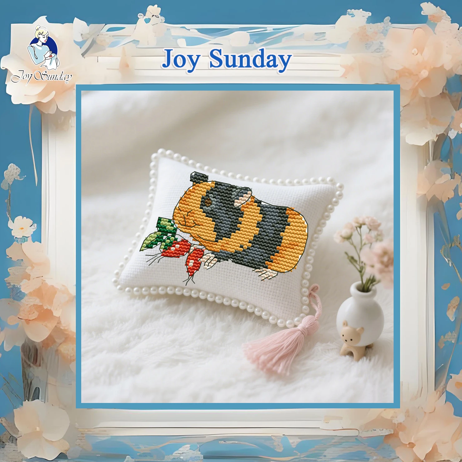 

Joy Sunday Pre-printed Cross Stitch Kit Easy Pattern Aida Stamped Fabric Embroidery Set-Hamster 2