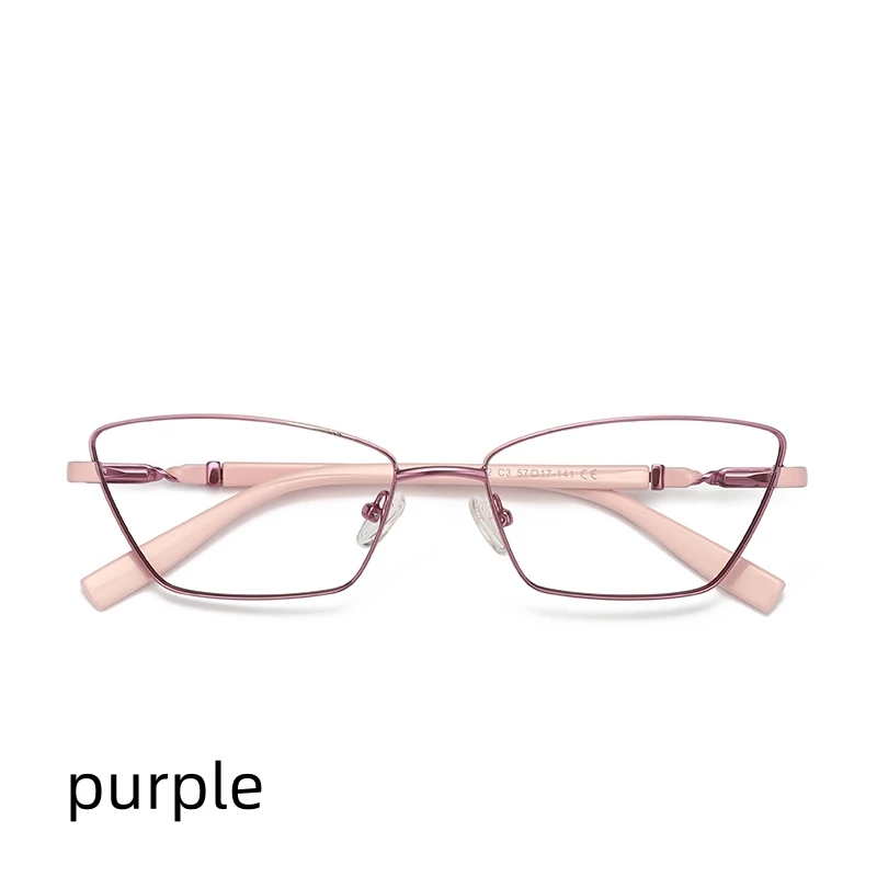 

moojolo 57mm New Cat Eye Anti-blue Light Glasses Women Metal Spring Leg Eyeglass Frame Optical Computer Glasses 3012