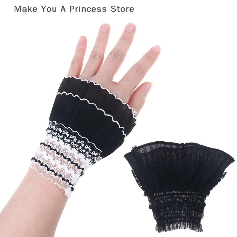 

1 Pair Manicure Photo Lace Decorative Cuff Double-Layer Mesh Horn Sleeve Nail Showing Posing Sleeve DIY Shooting Background Prop